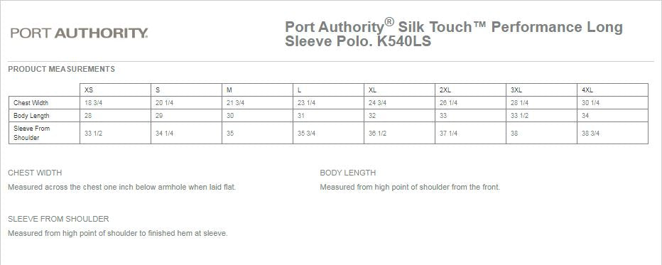 (K540LS) Port Authority® Silk Touch™ Performance Long Sleeve Polo