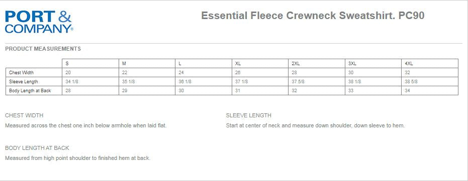 (PC90)Port & Company® Essential Fleece Crewneck Sweatshirt