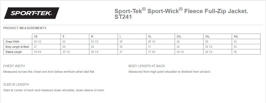 (ST241) Sport-Tek® Sport-Wick® Fleece Full-Zip Jacket